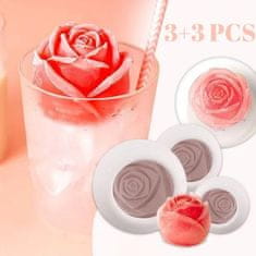 Sofistar Silikonové formičky na ledové kostky – růže (3+3 ks GRATIS) malé, střední, velké kostky ledu