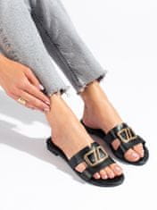 Amiatex Zajímavé dámské nazouváky černé bez podpatku + Ponožky Gatta Calzino Strech, černé, 36