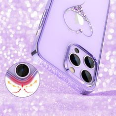 Kingxbar Wish Series silikonové pouzdro s original Swarovski crystals na iPhone 14 PRO MAX 6.7" Purple