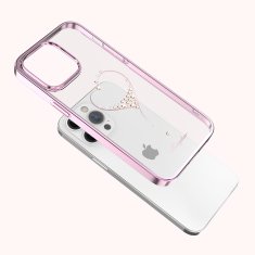 Kingxbar Wish Series silikonové pouzdro s original Swarovski crystals na iPhone 14 6.1" Pink