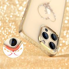 Kingxbar Wish Series silikonové pouzdro s original Swarovski crystals na iPhone 14 PRO 6.1" Gold