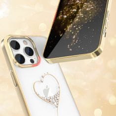 Kingxbar Wish Series silikonové pouzdro s original Swarovski crystals na iPhone 14 PRO 6.1" Gold