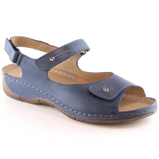 Helios Pohodlné kožené sandály na suchý zip