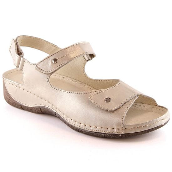 Helios Pohodlné kožené sandály na suchý zip