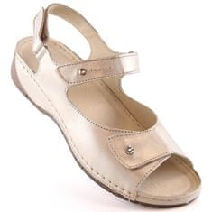 Helios Pohodlné kožené sandály na suchý zip velikost 39