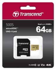 Transcend Paměťová karta TRANSCEND microSDXC 64GB + adaptérSD