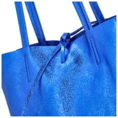Delami Vera Pelle Jednoduchá kožená kabelka přes rameno Rita, metalická královská modrá