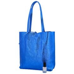 Delami Vera Pelle Jednoduchá kožená kabelka přes rameno Rita, metalická královská modrá