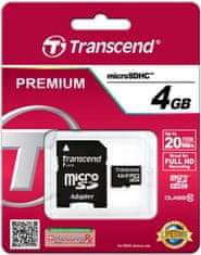 Transcend Paměťová karta microSDHC 4GB + SD adaptér