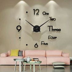 Velké moderní samolepící 3D stěnové hodiny - průměr 70-120 cm, sestavte si je sami, nálepka, učiňte si to sami (DIY) - Clocky