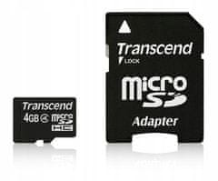 Transcend Paměťová karta microSDHC 4GB + SD adaptér