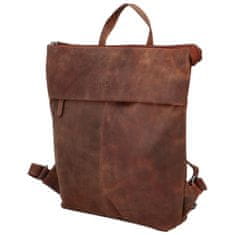Green Wood Praktický univerzální kožený batoh Lukes, hnědá