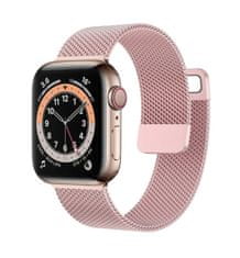 TopQ Kovový řemínek LUXURY Magnet pro Apple Watch 42-44-45-49 mm růžový 95820