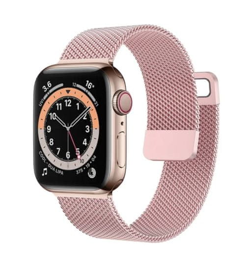 TopQ Kovový řemínek LUXURY Magnet pro Apple Watch 42-44-45-49 mm růžový 95820