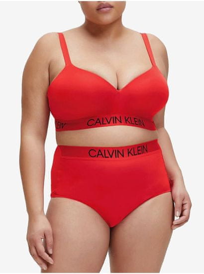 Calvin Klein Červený horní díl plavek Demi Bralette Plus Size High Risk Red Calvin Klein Underwear