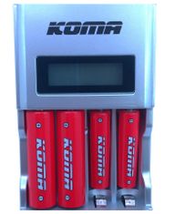 KOMA NB28 - Nabíječka baterií s LCD displejem - 2x AA 2200 mAh, 2x AAA 800 mAh