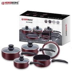 Herzberg HG-5003BR: Sada 8 kusů mramorového nádobí – Vínové
