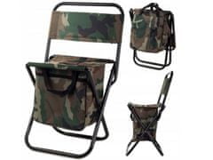 HolidaySport Skládací rybářská kempingová židle s kapsou maskáč