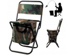 HolidaySport Skládací rybářská kempingová židle s kapsou maskáč