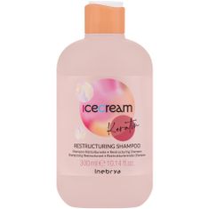 Inebrya Ice Cream Keratin Restrusturing - Šampon pro suché a nadýchané vlasy, Ideální pro vlasy po chemickém ošetření a narovnávání, 300ml