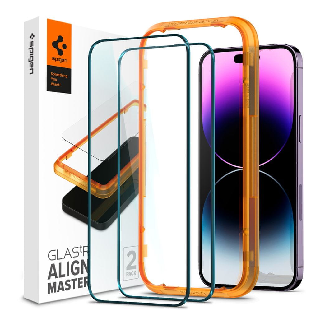 Levně Spigen tR Align Master 2 Pack, FC black - iPhone 14 Pro, AGL05216