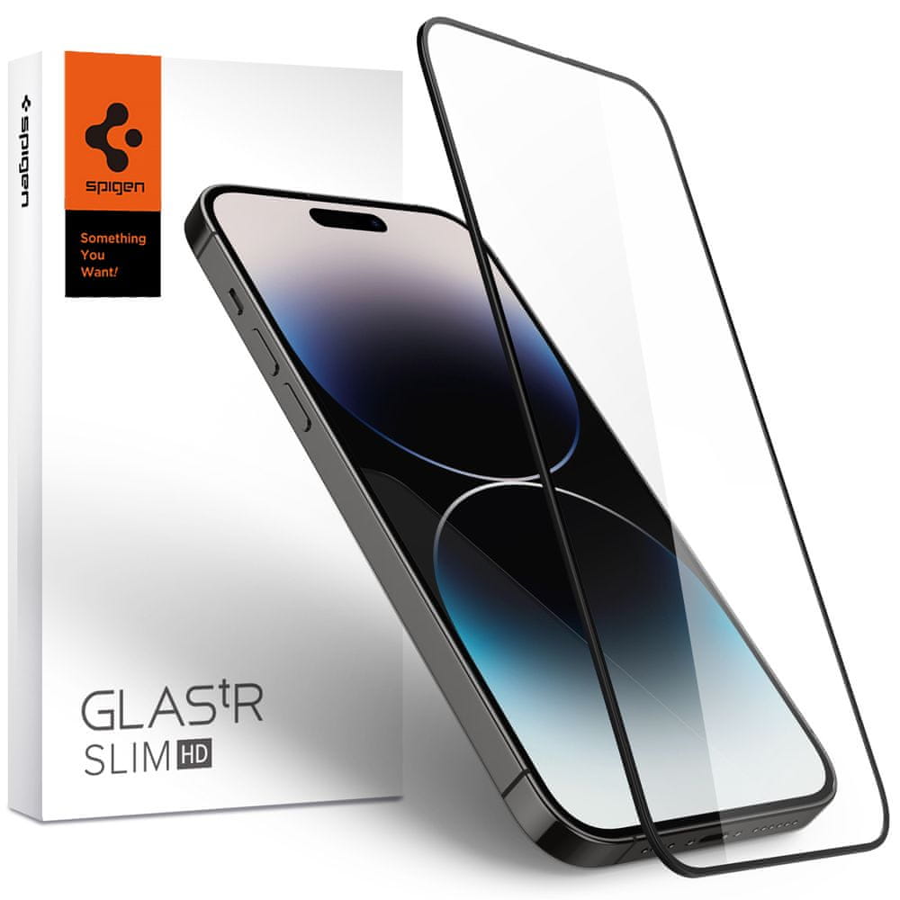 Levně Spigen tR Slim HD 1 Pack, FC black - iPhone 14 Pro, AGL05221