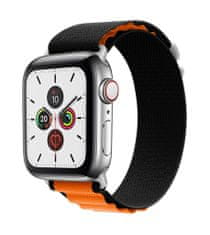 TopQ Textilní řemínek Wavy pro Apple Watch 38-40-41 mm černo-oranžový 95888