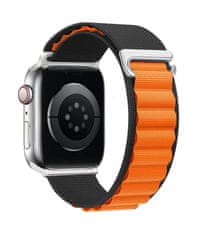 TopQ Textilní řemínek Wavy pro Apple Watch 38-40-41 mm černo-oranžový 95888