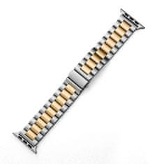 TopQ Ocelový řemínek Hard pro Apple Watch 42-44-45-49 mm stříbrno-bronzový 95876