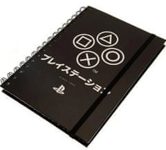 CurePink Blok-zápisník Playstation: Onyx (15 x 16 cm) černý