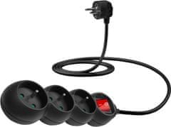 Connect IT prodlužovací kabel 230 V, 3 zásuvky, 1,5 m, s vypínačem, černá