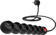 Connect IT prodlužovací kabel 230 V, 6 zásuvek, 2 m, s vypínačem, černá