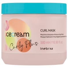 Inebrya Ice Cream Curly Plus - Maska pro kudrnaté vlasy, zabraňuje krepatění vlasů, regeneruje vlasy po celé délce, 500ml