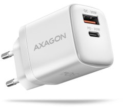 AXAGON síťová nabíječka ACU-PQ30, USB-A, USB-C, PD, QC4+, 30W, bílá