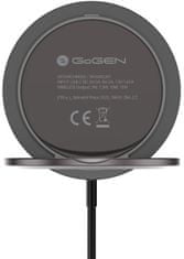 GoGEN bezdrátová nabíječka s MagSafe a kovovým držákem, černá