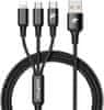 nabíjecí a datový kabel 3v1 USB-A - MicroUSB + Lightning + USB-C, 1.2m, černá