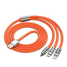 Netscroll Všestranný nabíjecí kabel, multifunkční 3-v-1 rychlý nabíjecí kabel s USB-C, Micro USB a Lightning konektory, 1.2m, LED indikátor, pro iPhone nebo Android, skvělý na cestování, FlexCharger
