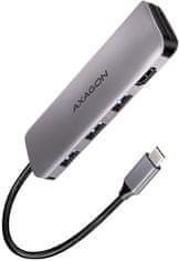 AXAGON multifunkční HUB 6v1 USB 3.2 Gen 1, 3x USB-A, HDMI, SD/microSD, PD 100W, kabel USB-C 20cm