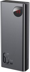 BASEUS powerbanka s digitálním displejem Adaman Metal QC + PD, 20000mAh, 65W, černá +
