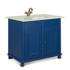 Svět pokladů Modrá koupelnová skříňka s mramorovou deskou IDART 0066 M