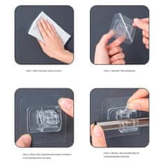 Netscroll 4x samolepicí držák na zavěšení tyčí (4 kusy), držák ve tvaru háku na tyče je ideální pro lehké závěsy, organizaci kuchyně nebo koupelny, nosnost do 5 kg, RodHooks