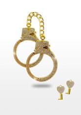 taboom TABOOM Bondage In Luxury Diamond Wrist Cuffs (Gold), kovová pouta s kamínky