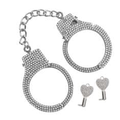 taboom TABOOM Bondage In Luxury Diamond Wrist Cuffs (Silver), kovová pouta s kamínky