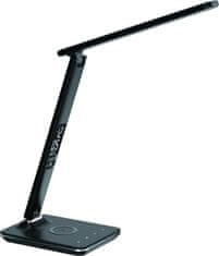 Immax LED stolní lampička Kingfisher/ Qi nabíjení/ 8,5W/ 400lm/ 12V/2,5A/ 3 barvy světla/ sklápěcí rameno/ černá