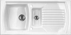 BPS-koupelny Dřez Lusitano 1,5 komorový s odkapávačem, keramický - ZCL 651N bílý lesk
