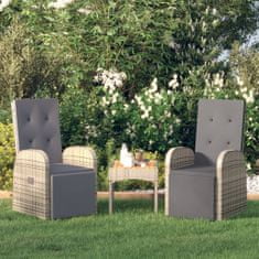 Greatstore Polohovací zahradní židle s poduškami 2 ks šedé polyratan