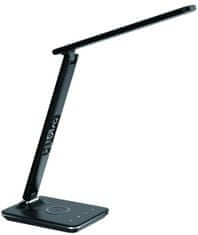 Immax LED stolní lampička Kingfisher, Qi nabíjení, černá