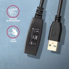 AXAGON ADR-310 USB 3.2 Gen 1 A-M->A-F, aktivní prodlužka/repeater kabel 10m