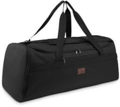 ZAGATTO Velká cestovní taška 45L, černá sportovní taška pro ženy muže, taška s pohodlnými uchy a nastavitelným ramenním popruhem s chráničem, speciální boční kapsa, 27x60x25 / ZG779