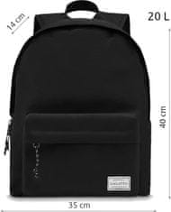 ZAGATTO Pánský batoh černý prostorný unisex sportovní batoh, objem 20 l, nastavitelné pohodlné ramenní popruhy s houbou, nepromokavý materiál, vhodný pro formát A4, dvojitý zip, 40x35x14 / ZG774